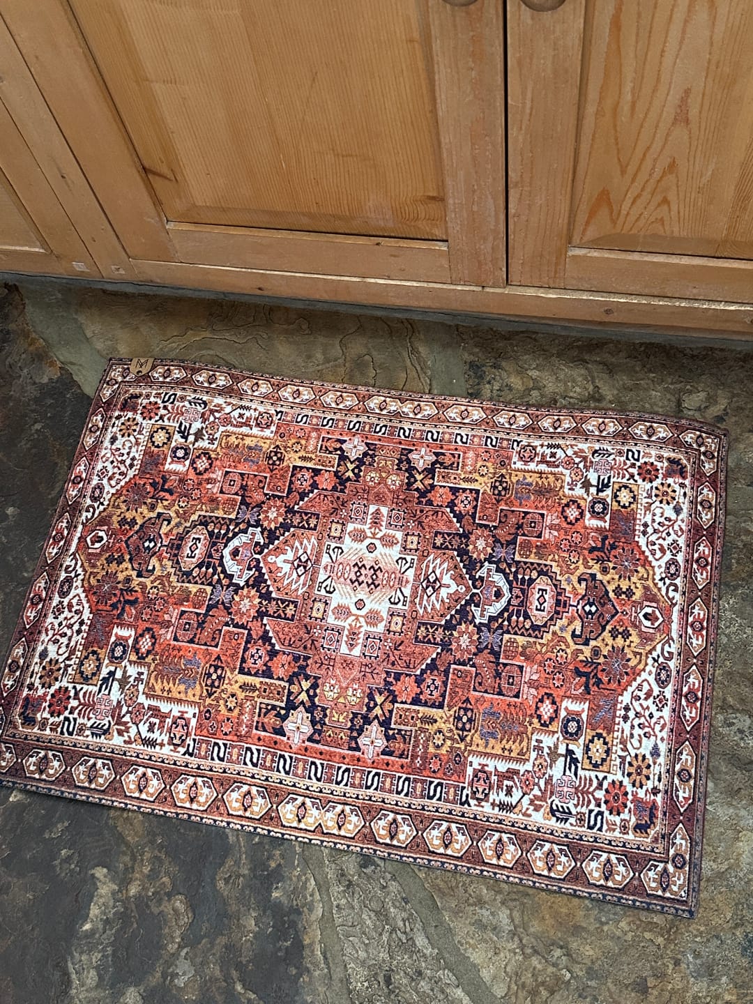 Customer photo review of Dog Bowl Mat, Nonslip, Machine Washable - Ophelia // Personalization: Not requested on this item.