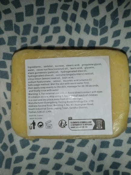 Customer photo review of Lemon turmeric & kojic-acid brightening soap
