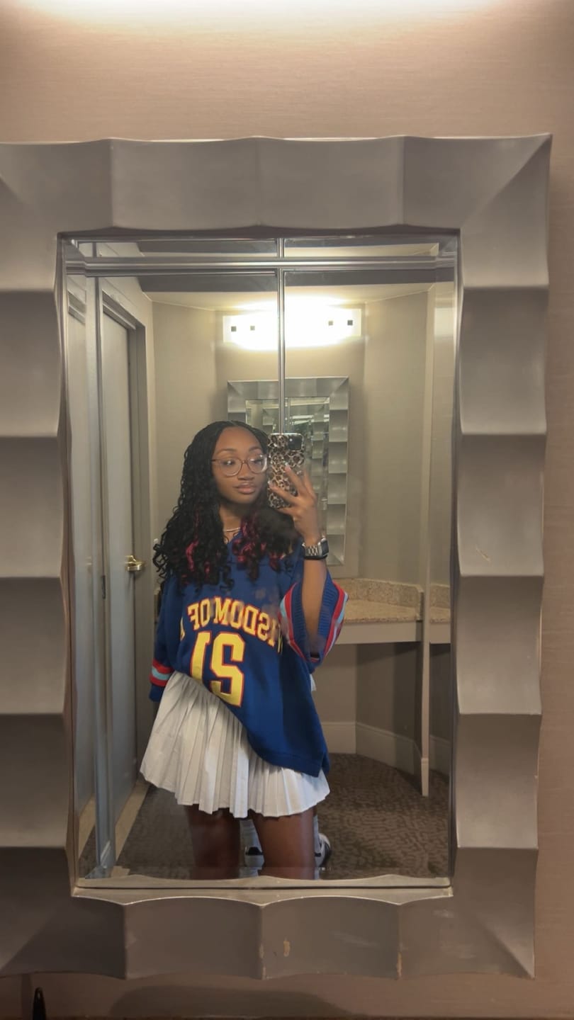 Customer photo review of Knit Football Jersey- Giant Blue