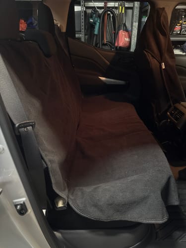 Customer photo review of Waterproof Back Seat Towel – Black | Towel Society
