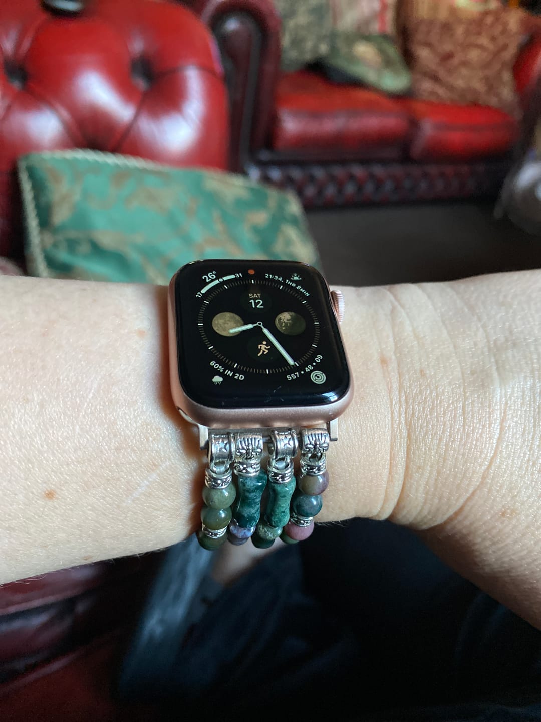 Customer photo review of Vintage Agate Stretch Apple Watch Strap
