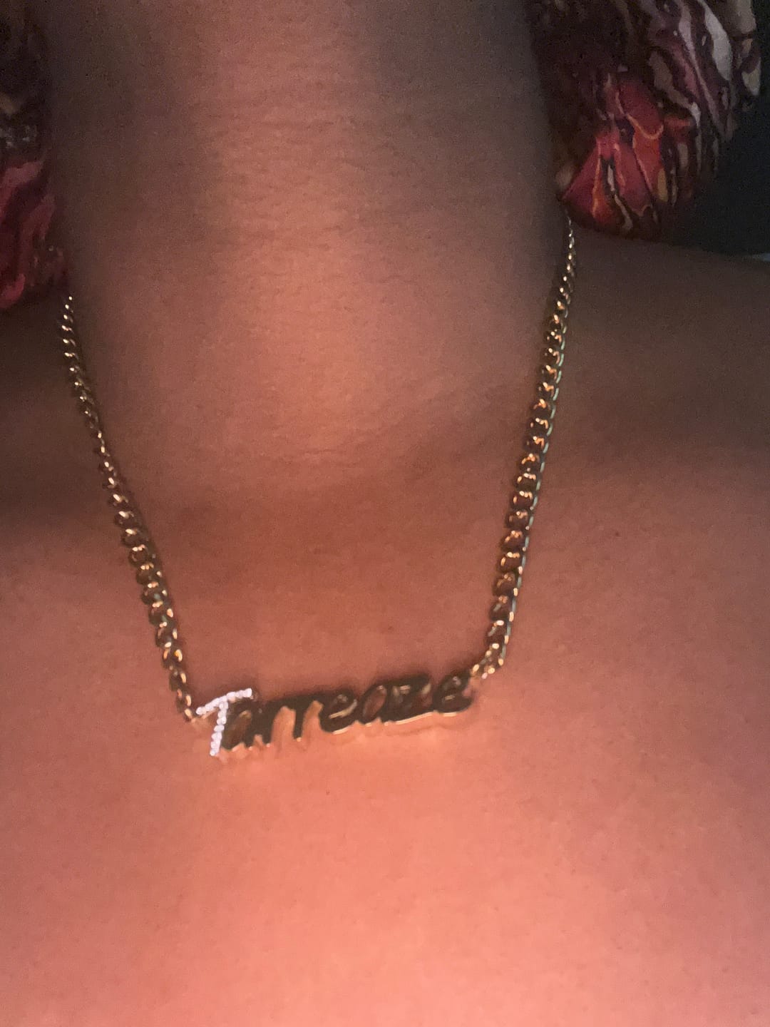 Customer photo review of Thick Nameplate Necklace w/ Cuban Chain
