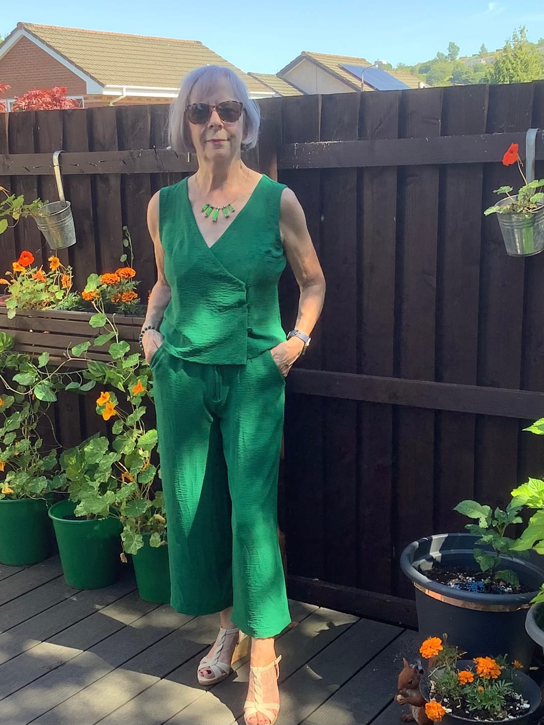 Customer photo review of Plain Italian Stretch Crepe Polyester Fabric