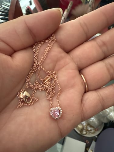 Customer photo review of SET CONJUNTO PANDORA ANILLO + ARETES + COLLAR CORAZON ELEVADO ROSA ROSE GOLD