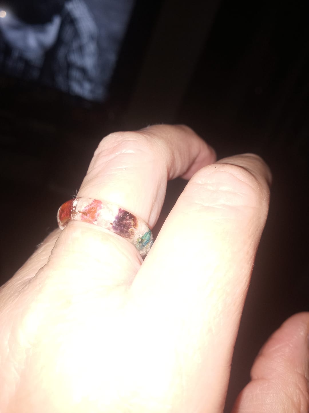 Customer photo review of Wildflower Ring with Cremation Ash
