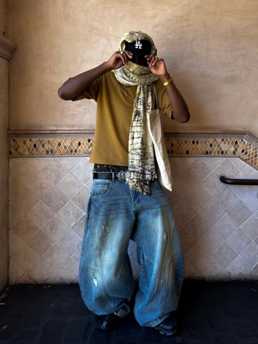 Customer photo review of Distressed Ripped Baggy Jeans | Inflation Streetwear