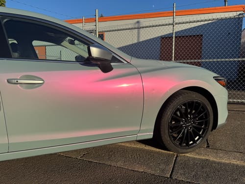 Customer photo review of Color Shift Gray Pink Vinyl Wrap