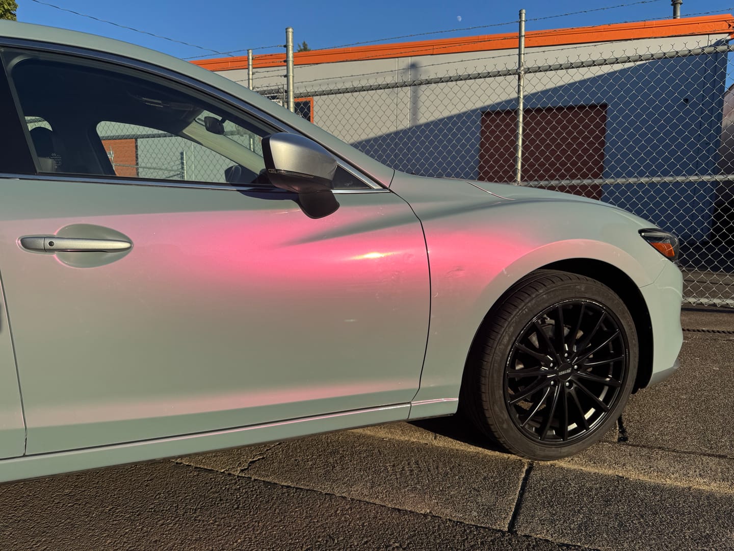Customer photo review of Color Shift Gray Pink Vinyl Wrap