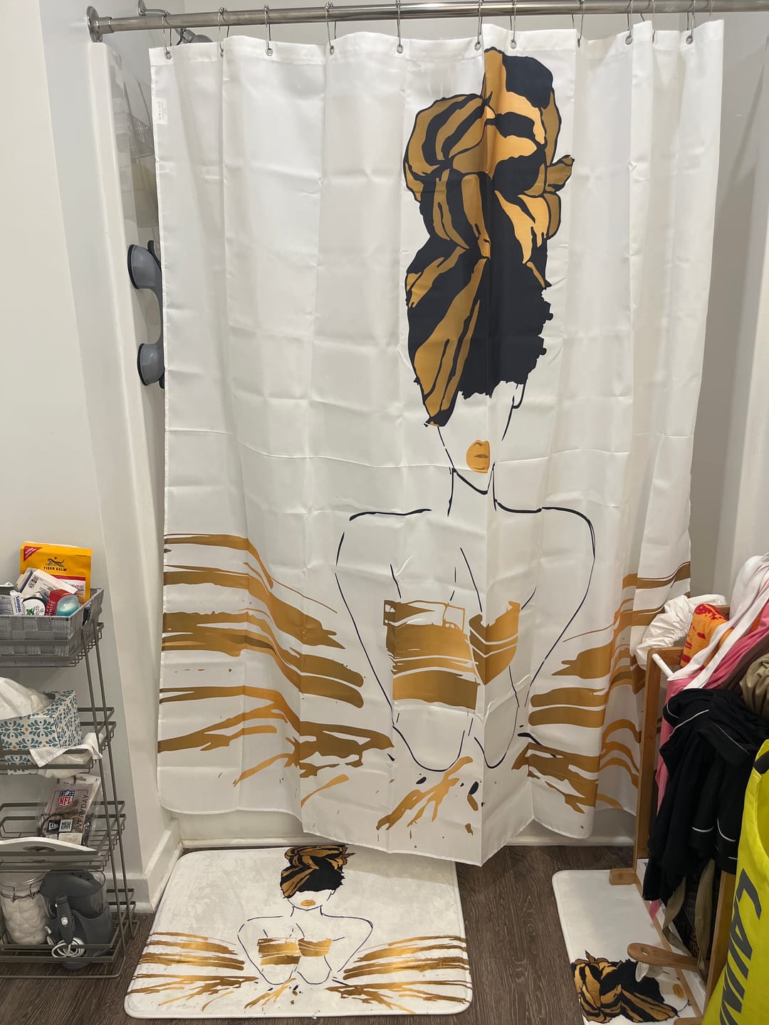 Customer photo review of Oro White Shower Curtain