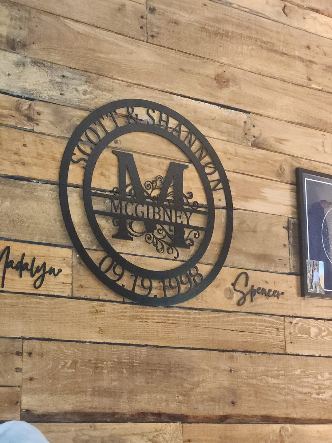 Customer photo review of Custom Metal Family Established Monogram Wall Art - 20+ Color Options
