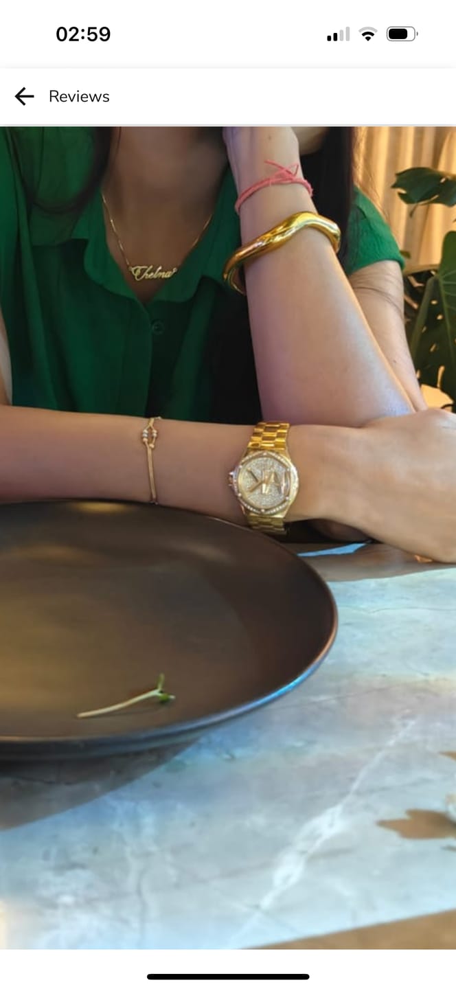 Customer photo review of Curved Chic Gold Bracelet