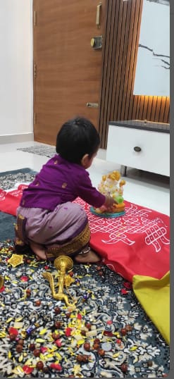 Customer photo review of Lavender and Wine Dhoti Kurta for Boys – Traditional Ethnic Wear for Baby Boy