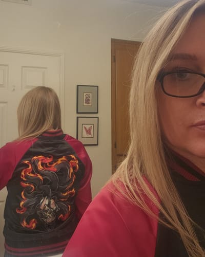 Customer photo review of Fiery Nine Tailed Kitsune Sukajan Jacket