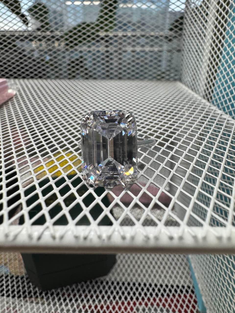 Customer photo review of S925 5.0/11.5 Ct Emerald Cut Engagement Ring In Sterling Silver Classic Everyday Wearable Ring