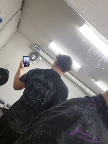 Customer photo review of Amethyst Camo Tee