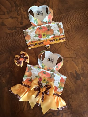 Customer photo review of Speckled Pumpkin & Florals Fabric - White