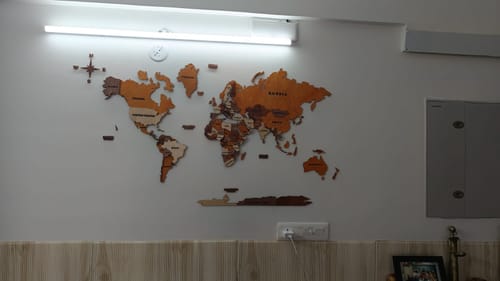 Customer photo review of 3D Wooden World Map Multicolor