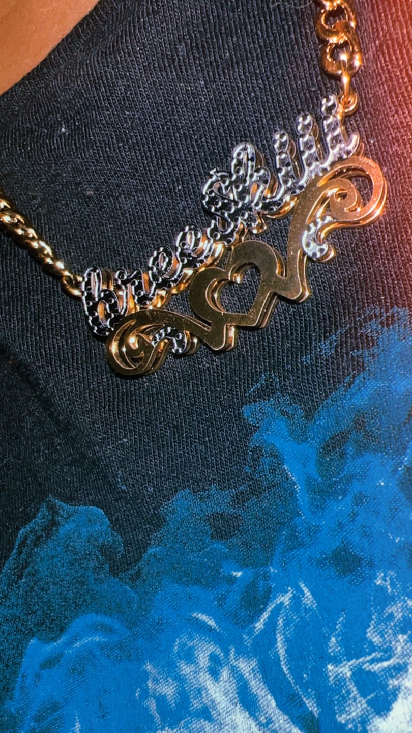 Customer photo review of Love Bow 3D Plated Name Necklace
