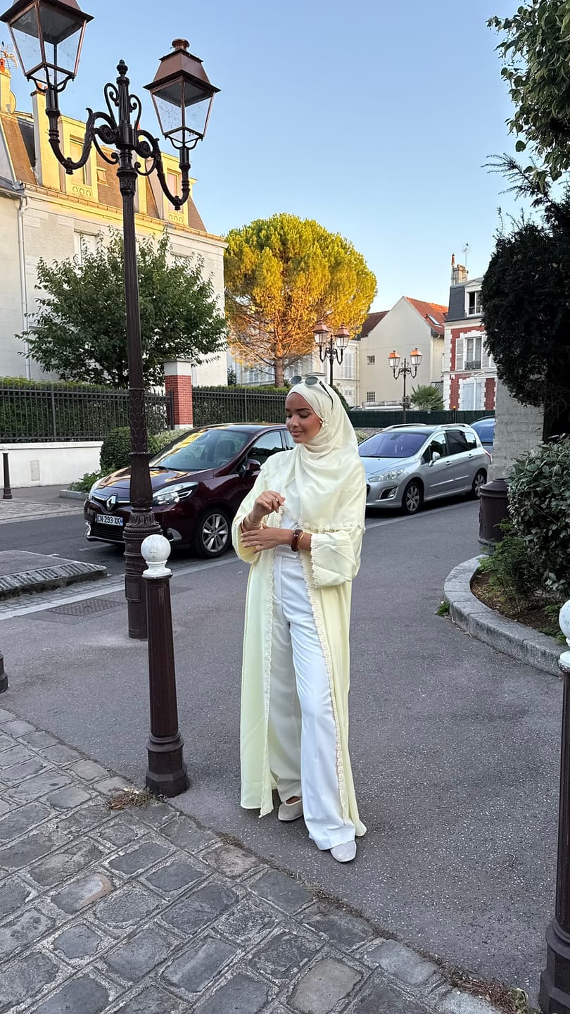 Customer photo review of Lace Flower Abaya in Butter