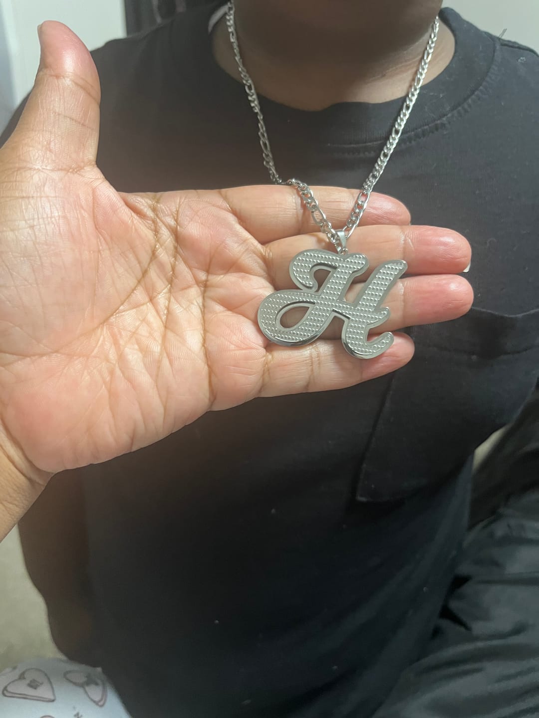Customer photo review of Kids Iced Heart Name Necklace