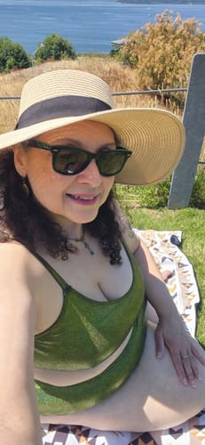 Customer photo review of Acid Green Glitter Scoop Top