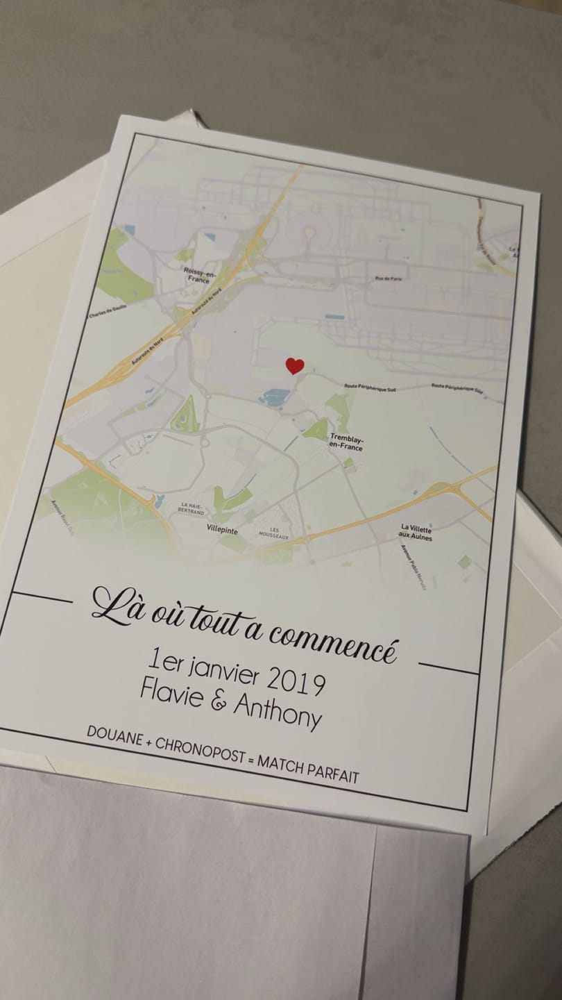 Customer photo review of Affiche Personnalisée Couple La où tout a commencé – Amour & Lieu De Rencontre