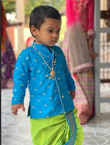 Customer photo review of Pink and Blush Kids Langa Blouse – Ethnic Lehenga Dress for Baby Girl
