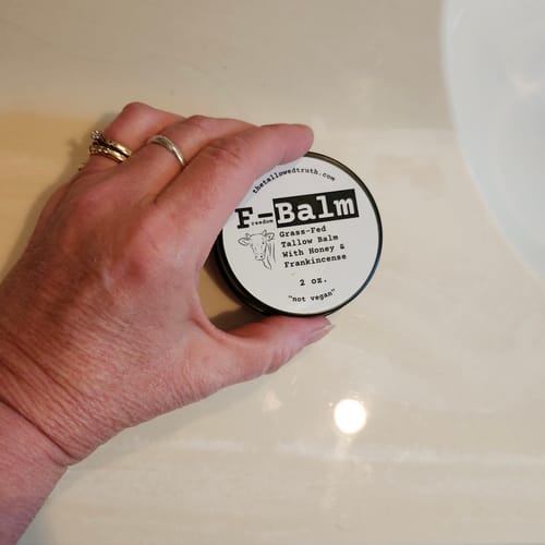 Customer photo review of F-Balm - Premium Anti-aging Tallow Balm - 2 oz.