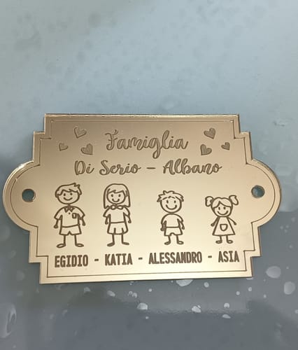 Customer photo review of Fuoriporta Personalizzato con Nomi della Famiglia in Plexiglass