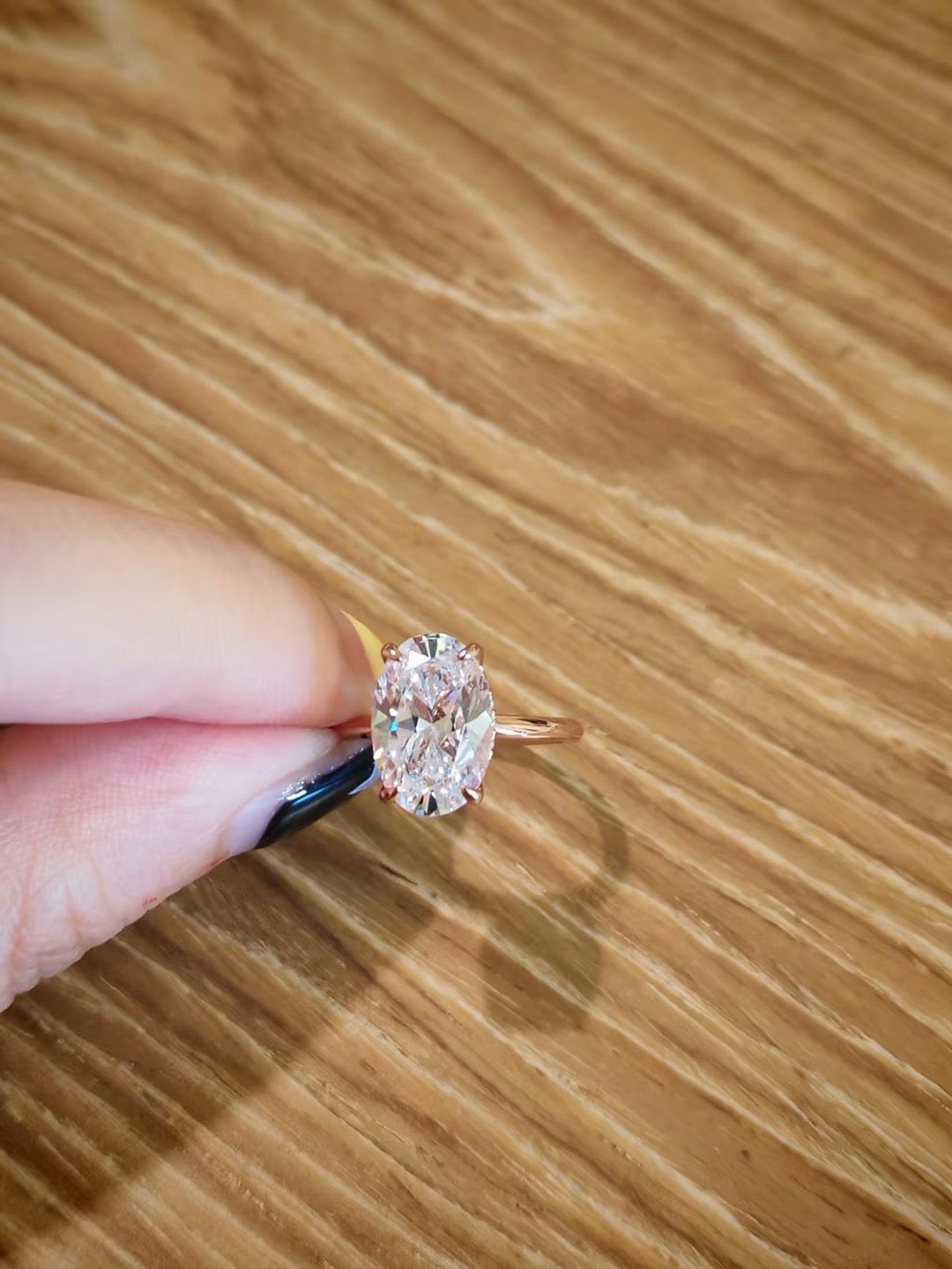 Customer photo review of S925 3.5 Carat Oval Cut Hidden Halo Engagement Ring In Sterling Silver Daily Wearable Ring