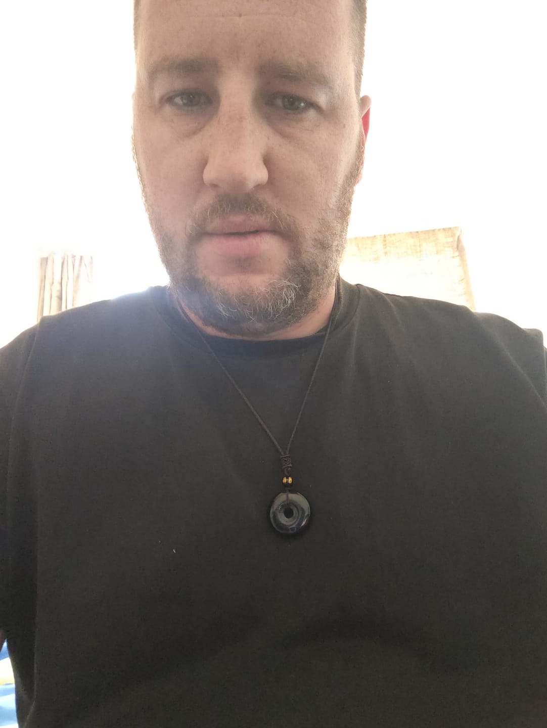 Customer photo review of Buddha Stones Tibetan Obsidian Protection Necklace