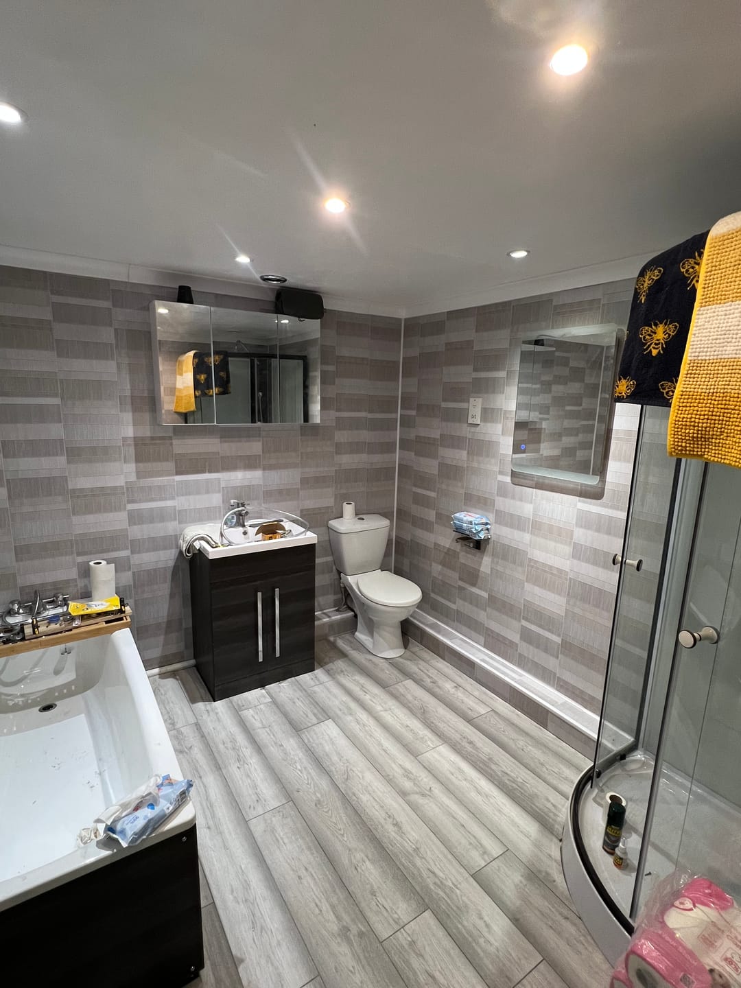 Customer photo review of 8mm Light Grey Mosaic Bathroom Wall Panel 2.6M