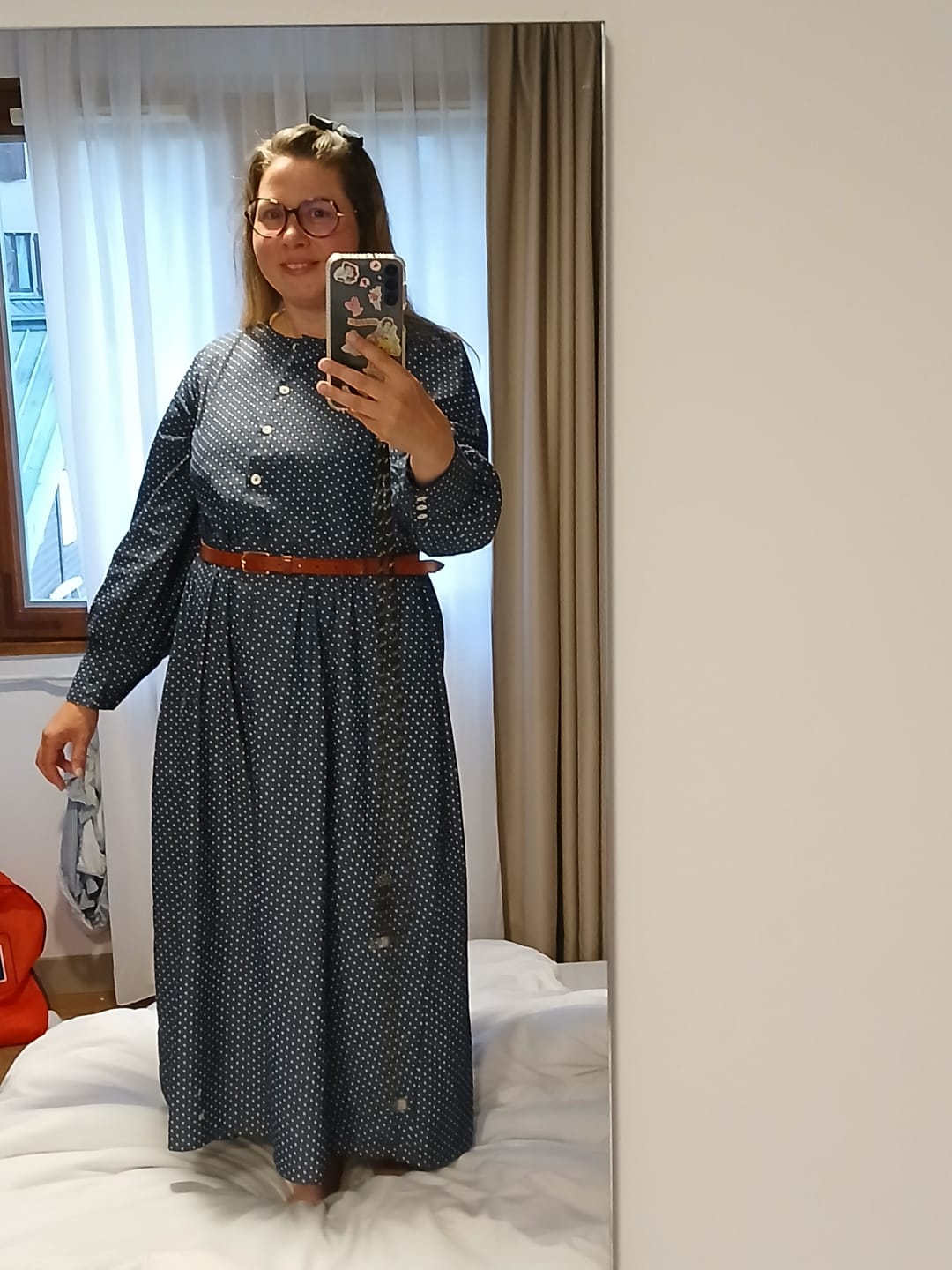 Customer photo review of Robe Isis - jean bleu à pois