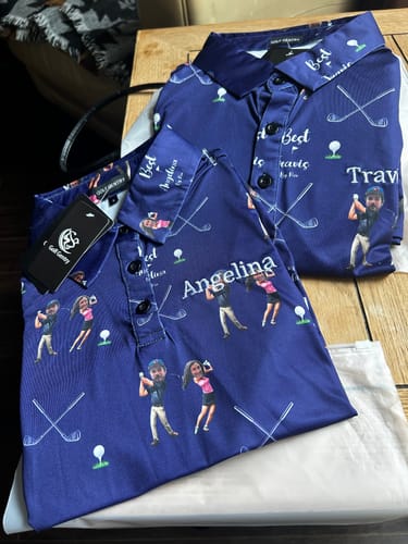 Customer photo review of Golf Polo Couple Family set Custom Couple Photo Face & Name tournament
