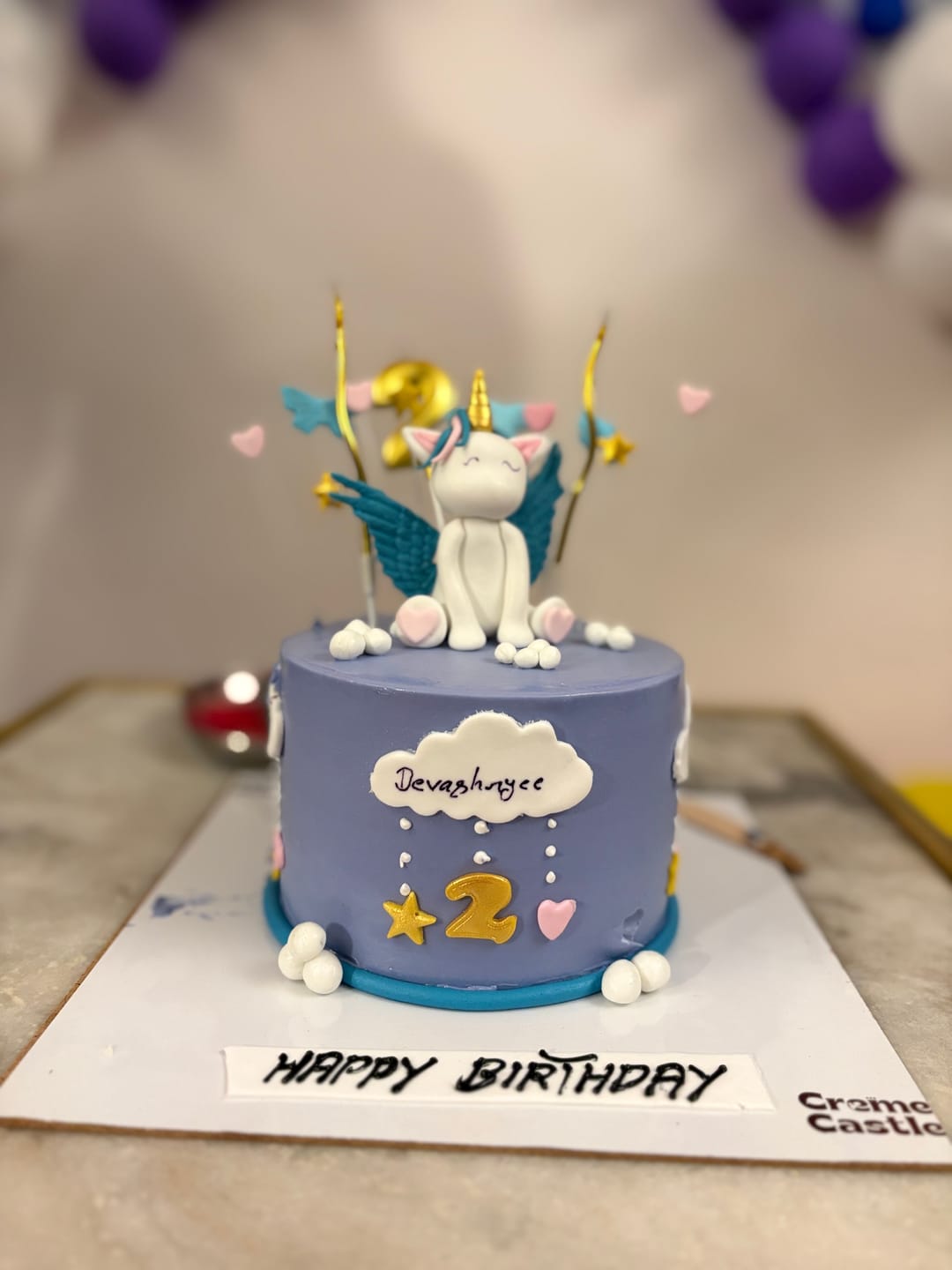 Customer photo review of Blue Unicorn Pony Design Cake