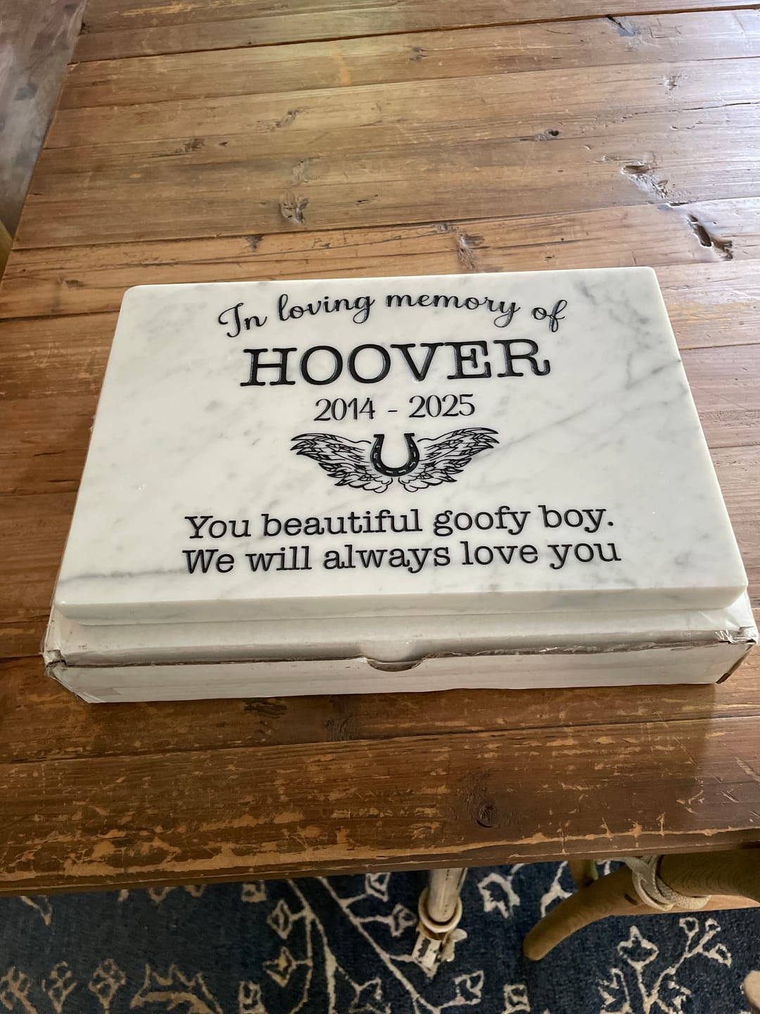 Customer photo review of Horse Grave Plaque Marble Marker, Pet headstones, Custom Outdoor Engraved Horse Stone In Loving Memory