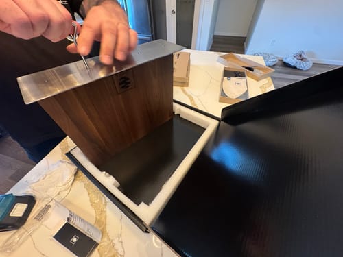 Customer photo review of FREE Walnut Magnetic Knives Holder