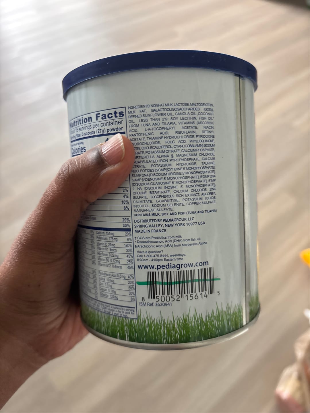 Customer photo review of Toddler Nutritional Drink (14.1 oz)