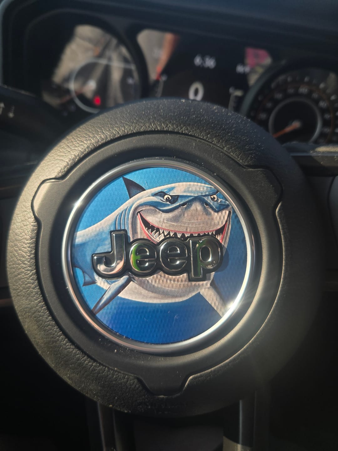 Customer photo review of Design Your Own Steering Wheel Decal for Jeep