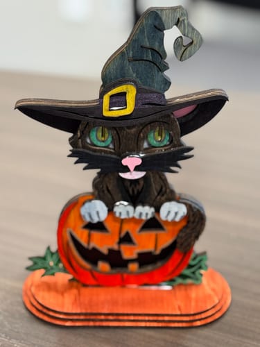 Customer photo review of Halloween standing cats pumpkin table decor laser cut svg file