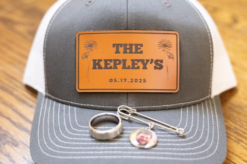 Customer photo review of Custom Leather Patch Hats Richardson 112 Laser Engraved