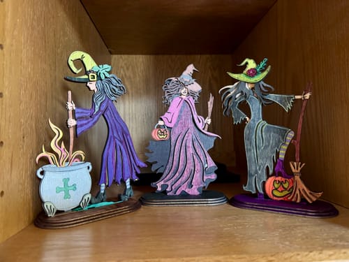 Customer photo review of Halloween witches table decoration 3 set laser cut svg file