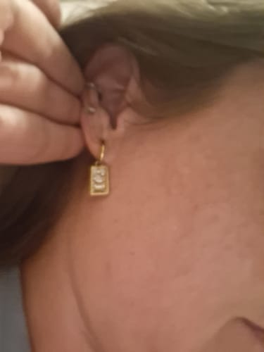 Customer photo review of The Moon - Tarot Card Gold Hoop Earrings