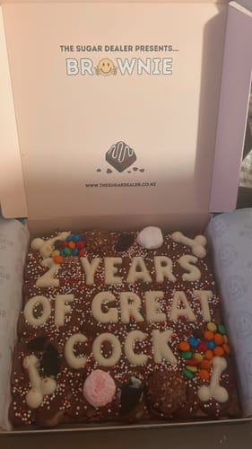 Customer photo review of Custom message dick brownie