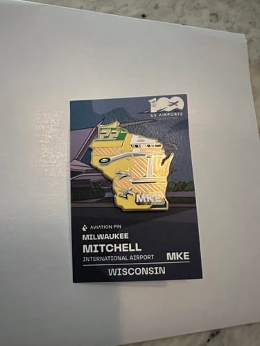 Customer photo review of Airport Enamel Pin | MKE - Wisconsin