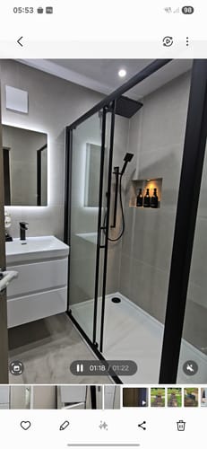 Customer photo review of Lucie Matt Black 1400mm Sliding Shower Door - 8mm Glass