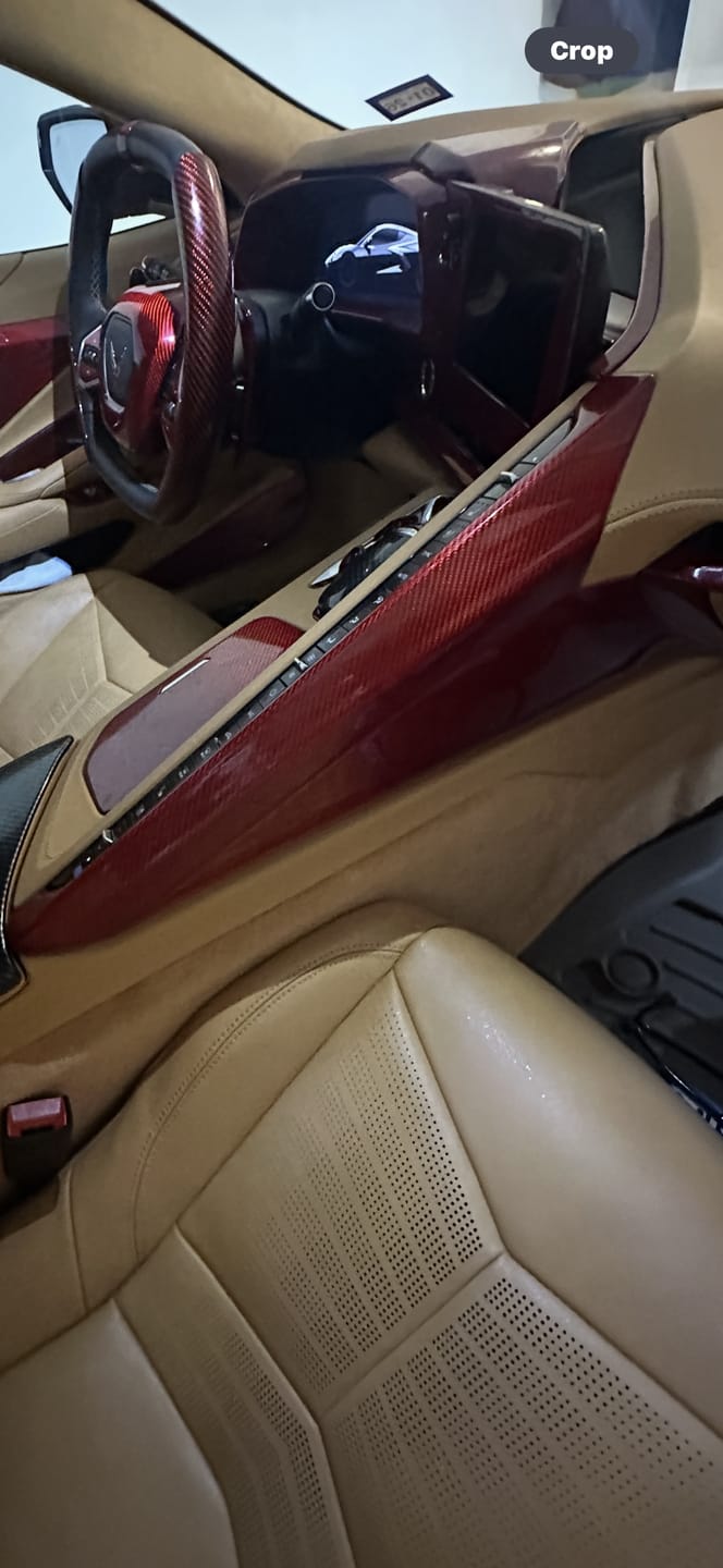Customer photo review of C8 Corvette Carbon Fiber Upper Right Center Console Cover