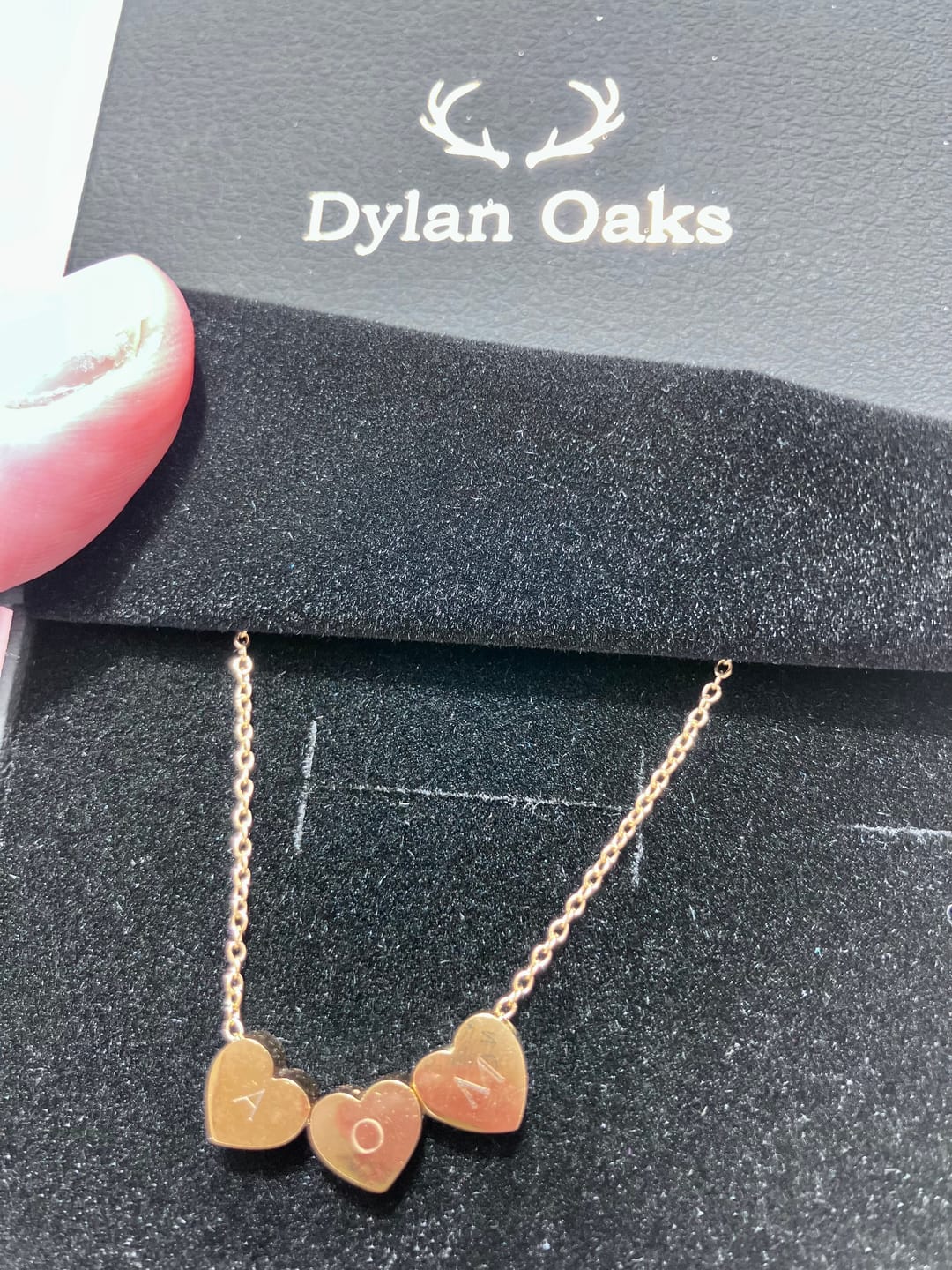 Customer photo review of Amo Heart Double Bead Necklace in Gold