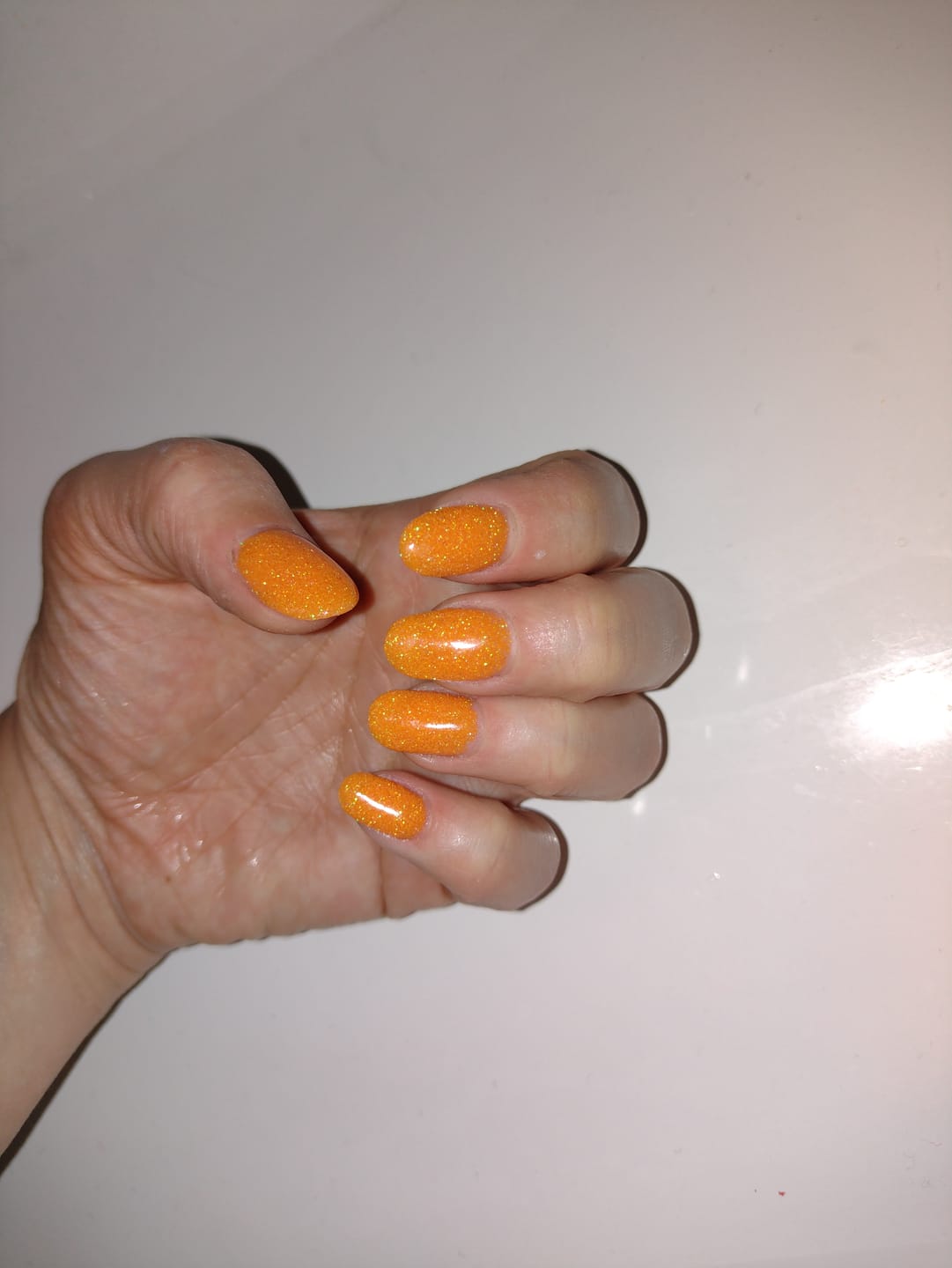 Customer photo review of Tangerine Orange Dipping Powder
