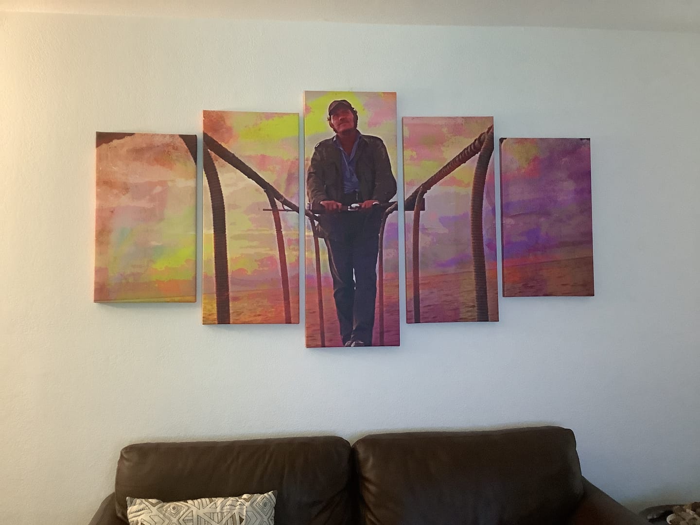 Customer photo review of Jaws Quint Sunset Wall Art